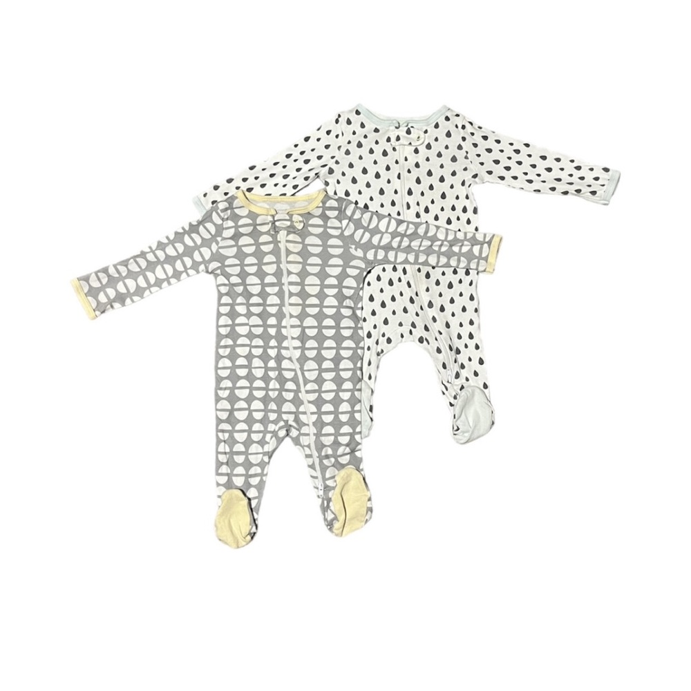 2 Pack 0-3M Patterned Zip Up Pajamas